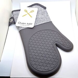 GRAY silicone cotton oven mitt heat save hand cover kitchen glove